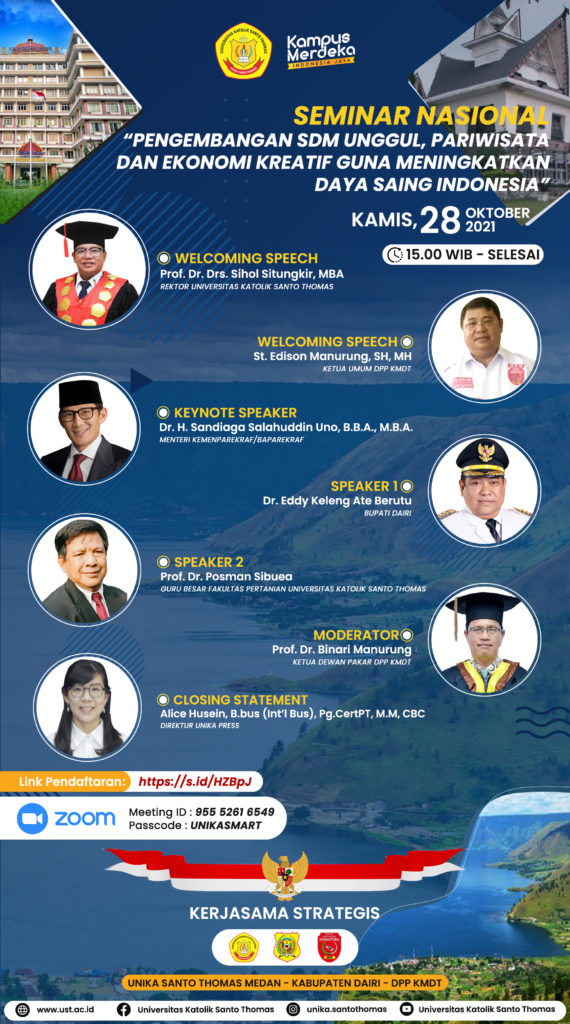 Seminar Nasional "Pengembangan SDM Unggul, Pariwisata dan Ekonomi Kreatif Guna Meningkatkan Daya Saing Indonesia"