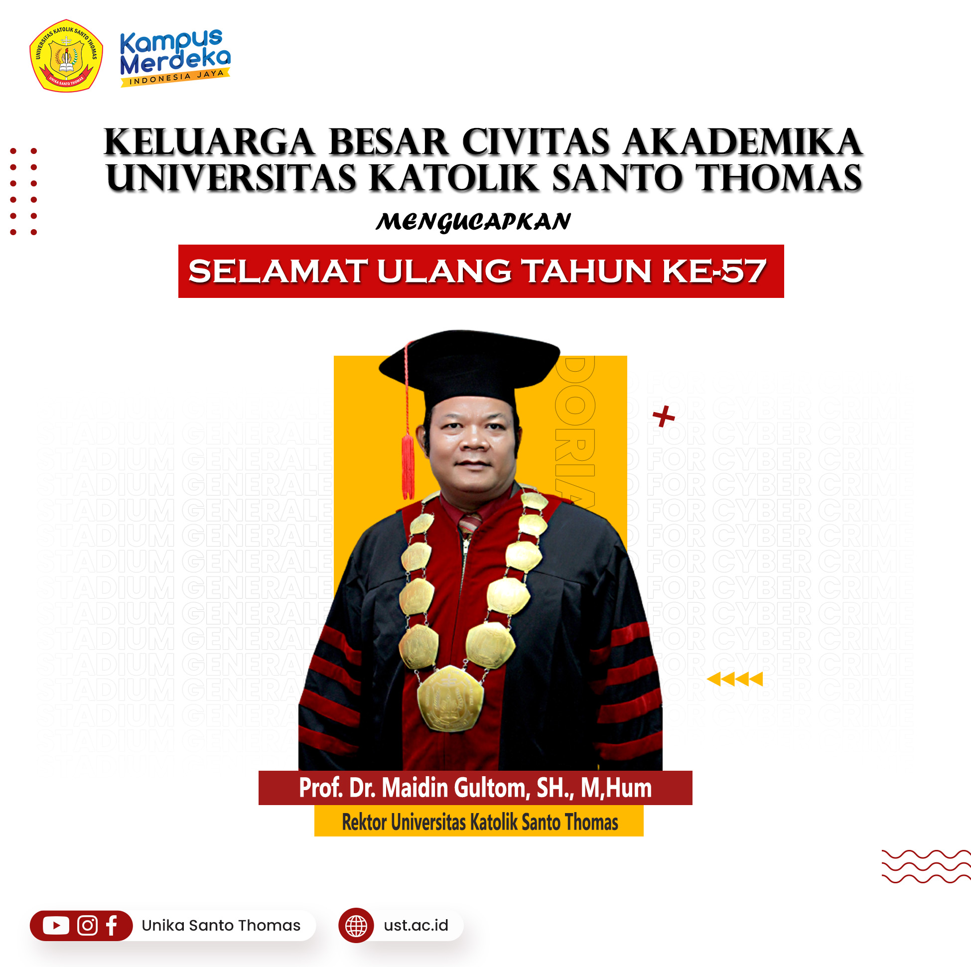 SELAMAT ULANG TAHUN BAPAK REKTOR UNIKA SANTO THOMAS KE-57 - Universitas ...
